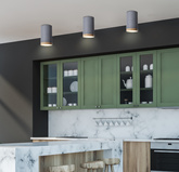 Lampa sufitowa tuba Tuba szaro-drewniana okrągła LED zintegrowany