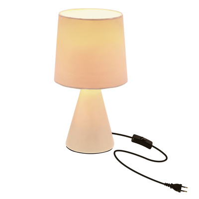 Lampka nocna Satti ceramiczna z abażurem beżowa do sypialni na stolik nocny