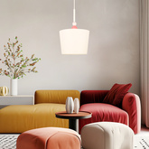 Lampa wisząca z abażurem Bebe biała klasyczna do salonu E27