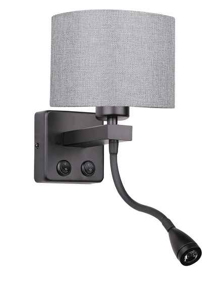 Applique noire/grise avec liseuse LED Polo Candellux 21-75499