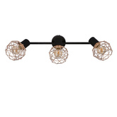 Lampa ścienna sufitowa listwa potrójna czarna klosz miedziany Acrobat 93-22219