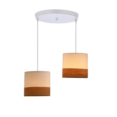 Bianco Pendelleuchte weiße Platte 2x40w E27 Lampenschirm weiß + Walnuss