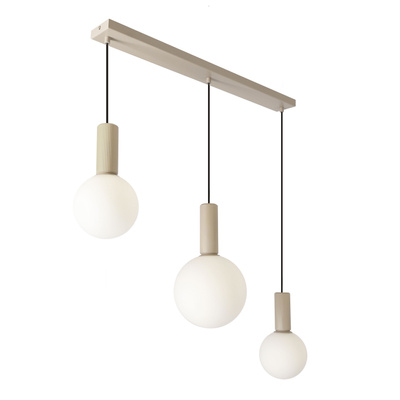Hängeleuchte Testa beige Kugelschirme über Esstisch 3xG9