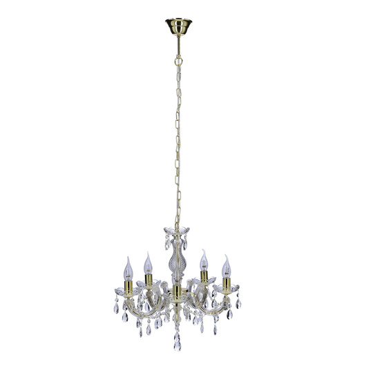 Gold crystal chandelier 5xE14 Maria Teresa Candellux 35-94646