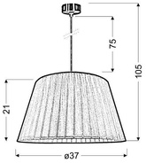 Hanging lamp golden organza shade E27 60W Tiziano Candellux 31-27108