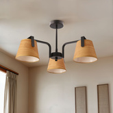 Lampa wisząca Milbury z abażurem potrójna do salonu tkaninowa brązowa