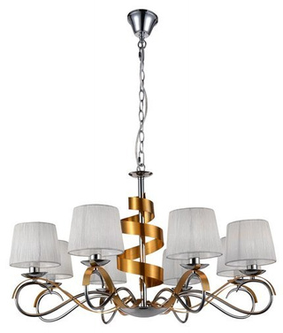 Hanging lamp chandelier chrome / gold 8x40W adjustable Denis Candellux 38-23469