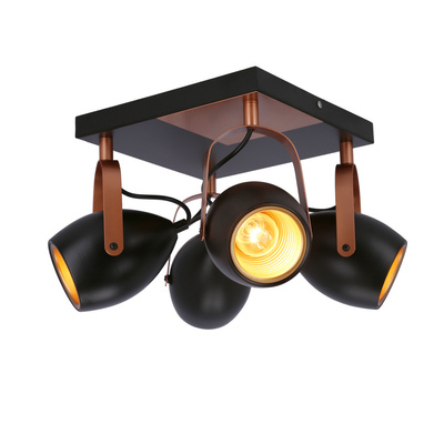 Verstellbare Deckenleuchte in Schwarz und Kupfer E14 4x40W Anica 98-83128