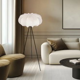 Lampa podłogowa CAFEE’ z abażurem kremowym latte 52 cm - lampa stojąca w stylu skandynawskim E27
