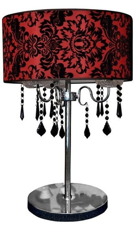 Lampe de table rouge velours noir Astor 43-80540