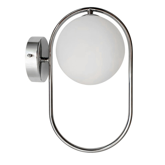 Kinkiet ścienny CORDEL elegancki - srebrny chromowy ring z mlecznym kulistym kloszem - nowoczesna lampa ścienna 1x G9 LED