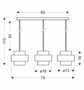 Spiega lampa wisząca czarny+satyna nikiel 3x60W E27 klosz dymiony