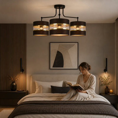 Andy hanging lamp black e27 Black+gold lampshade