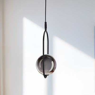 Pendant lamp CORDEL elegant black with graphite globe shade modern lighting for living room and bathroom 1x G9 LED