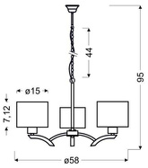 Suspensie crom + abajur crem 3x60W candelabru Draga Candellux 33-04208