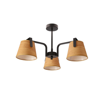 Milbury lampa sufitowa plafon 3x40W E14 czarny metal abażury tkanina żółte nowoczesna oprawa oświetleniowa salon sypialnia przedpokój