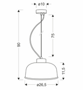 Suspension 27cm verre/câble rouge Liverpool Ledea 50101288