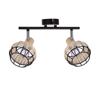 Tajga Deckenleuchte schwarz + Holzleiste 2x40w e14 schwarz + Lampenschirm aus Holz