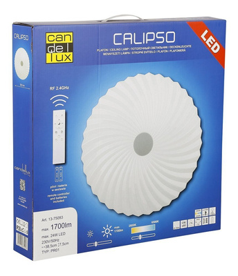 Weiße LED-Deckenleuchte 38,5 cm variable Farbhelligkeit + Fernbedienung Calipso 13-75093
