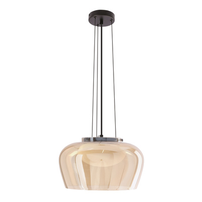 Pendant lamp Insieme 35 glass with amber shade over table