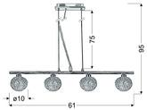 Hängelampe Chromglaskugel im Geflecht 4x40W Wind Candellux 34-14092