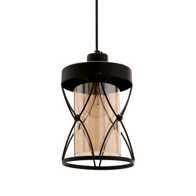Agar pendant lamp black E27 with amber shade 31-09579