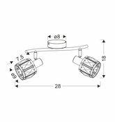 Dubai lampa sufitowa listwa czarny 2x40W E14 klosz różowy złoty kryszt transp