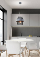 Hanging lamp black / silver metal basket 40W E27 Fiba 31-78506