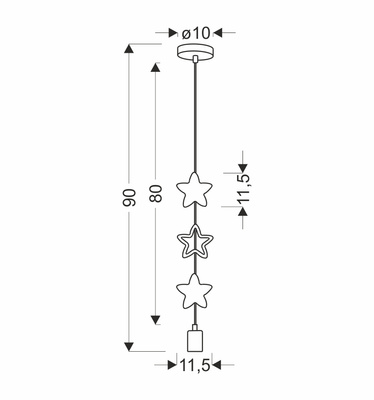 lampă suspendată stele 1x20w E27 iq kids gold