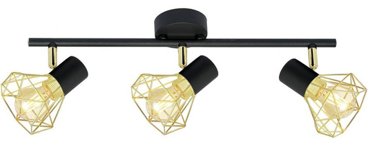 Plafoniera Candellux Verve 93-68248 Strip 3xE14 Negru Aur Abajur