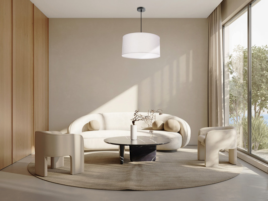 Lampa wisząca z abażurem Shanti szary do salonu i sypialni