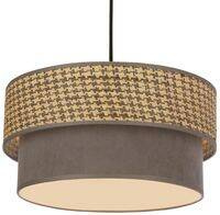 Karrara lampa wisząca czarny 1x60W E27 abażur szaro beżowy+szary
