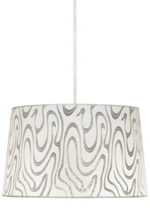 Lampa wisząca z abażurem Tiger biała srebrna klasyczna do salonu E27