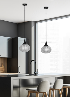 Lampa suspendata neagra/transparenta 145mm Exeter Ledea 50101275