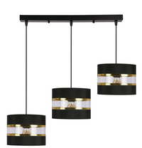 Lampa wisząca z abażurami Pandy czarna potrójna do salonu E27 model standard
