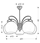 Candelabru 5xE27 51cm cupru patinat ORBIT 35-69368
