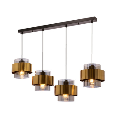 Spie suspension laiton noir e27 abat-jour incolore