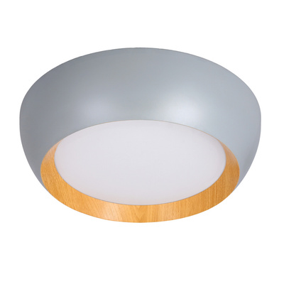 plafoniera abruzzo plafon lemn gri cu abajur alb 14-24114