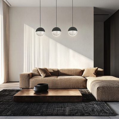 Lampa wisząca FURNI 3-punktowa czarna – ze szklanymi kloszami kulami - designerska lampa do salonu LED 4000K