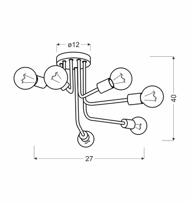 Plafoniera candelabru din oțel negru și auriu Spill Candellux 36-56542