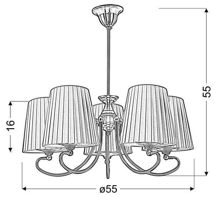 Rustic chandelier 5xE27 54cm Mozart 35-34083