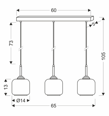 Lampa wisząca Estima potrójna szklana z kloszem do jadalni czarna E27