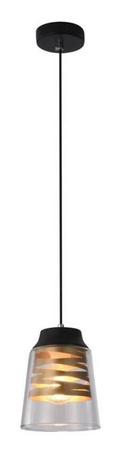 Lampe suspendue abat-jour en verre noir et or 60W E27 Fresno Candellux 31-78384