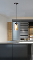 Hängelampe 1xE27 Glas schwarz/braun Bistro 31-00569