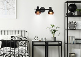 Applique/plafonnier abat-jour cuivre noir 2xE14 40W Neria 92-81780