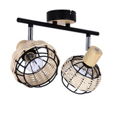 Plafoniera Tajga neagra + banda lemn 2x40w e14 negru + abajur lemn