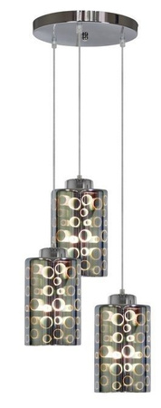 Lampe suspendue chrome plaque verre abat-jour 3D 3x40W Nocturno Candellux 33-57747