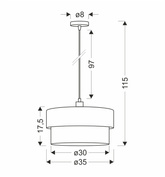 Lampa wisząca z abażurem Karrara czarna beżowo-szara do salonu i sypialni