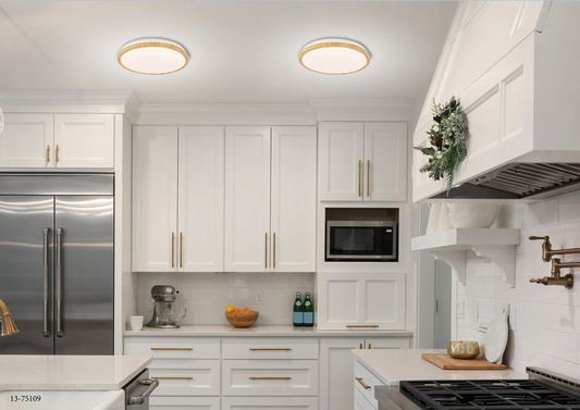Plafonnier LED 18W blanc + bois 4000K Gandava 13-75109