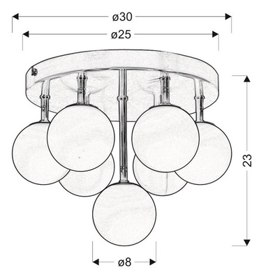 Ceiling lamp candellux etiuda 97-89314 plafond 230v matt nickel